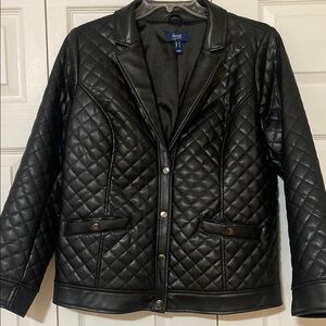 Women's Black Quilted faux  Leather Jacket